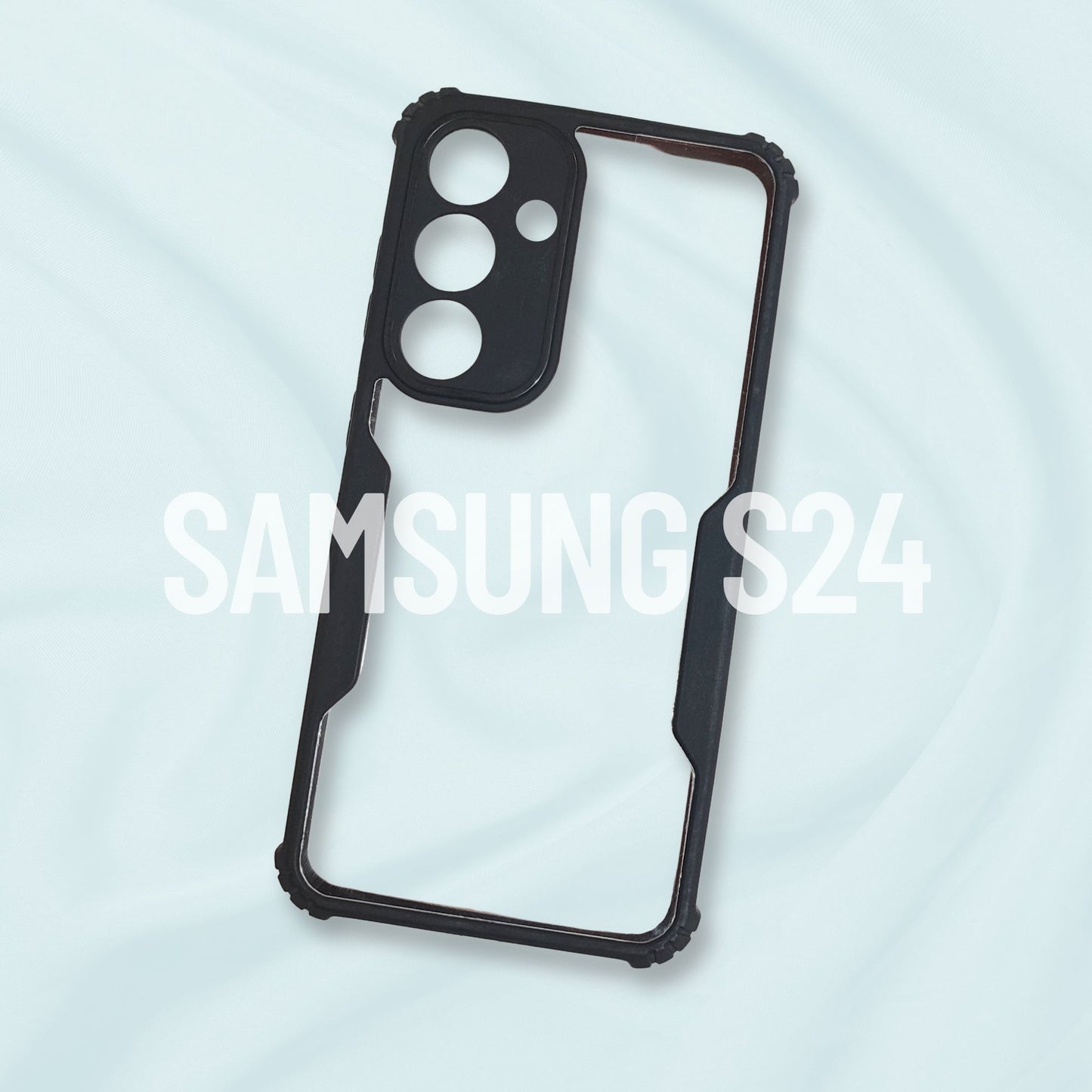Samsung S24 Back Cover – Transparent Hard Case with Black Border | Sleek & Durable Shockproof Design