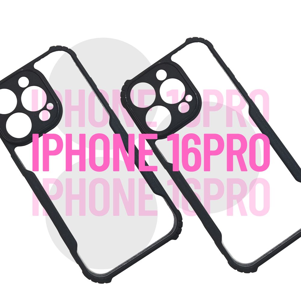 Apple iPhone 16 Pro Transparent Hard Case | Black Edges | Shockproof & Scratch Resistant