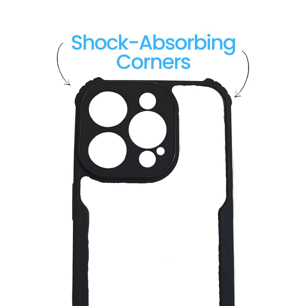 Apple iPhone 15 Pro Clear Back Case with Black Bumper | Transparent Shockproof Cover | Slim Fit Protective Case