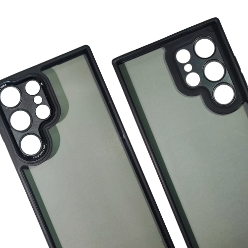 Samsung S23 Ultra Semi-Transparent Hard Back Cover with Black Border – Matte Finish Shockproof Case