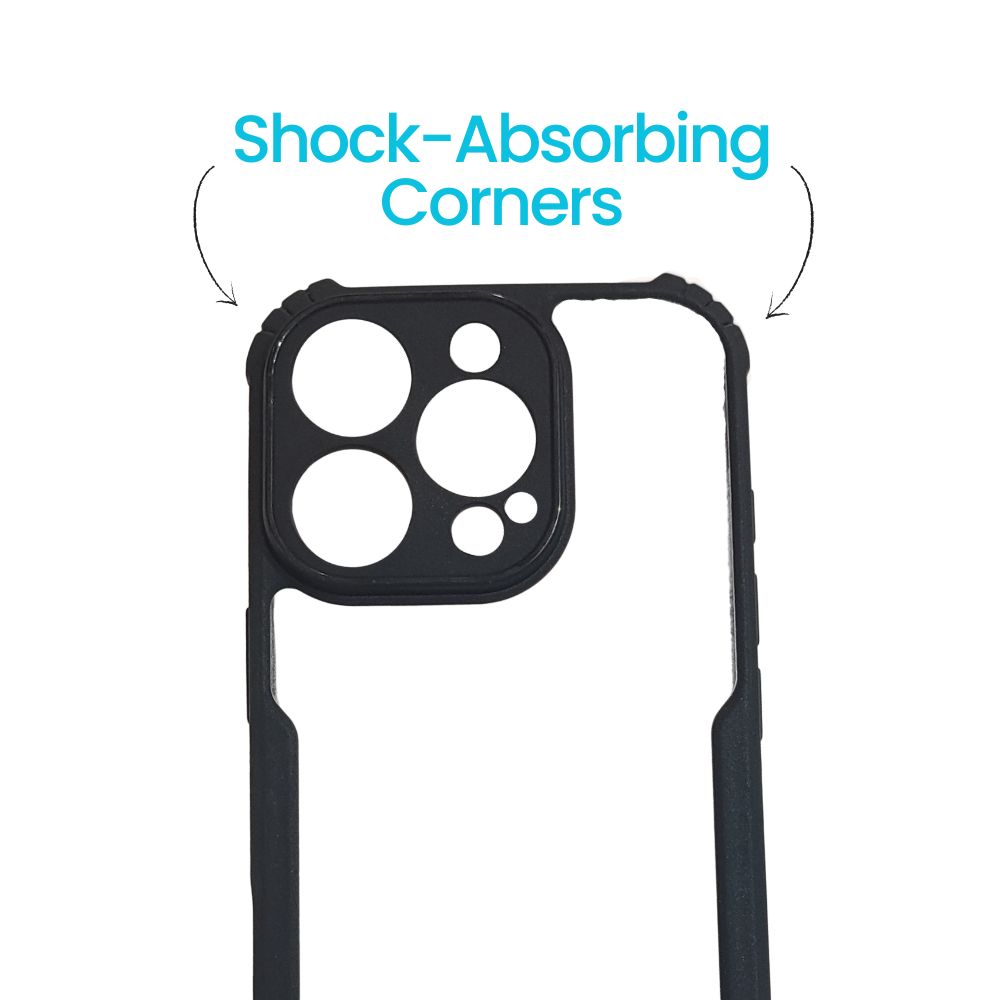 Apple iPhone 16 Pro Transparent Hard Case | Black Edges | Shockproof & Scratch Resistant