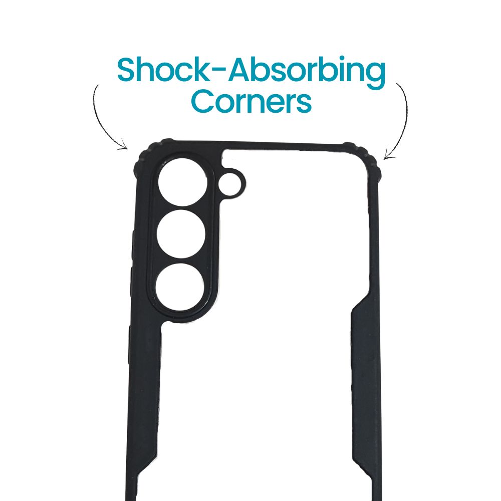 Samsung S23 Back Cover – Clear Hard Case with Black Border | Slim, Durable & Shockproof Design
