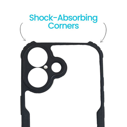 Apple iPhone 16 Black Transparent Hard Cover | Matte Borders | Slim & Tough