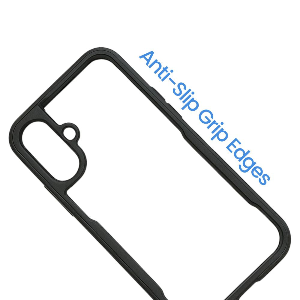 Apple iPhone 16 Transparent Back Cover | Clear Hard Case with Black Shockproof Border | Sleek & Protective Fit