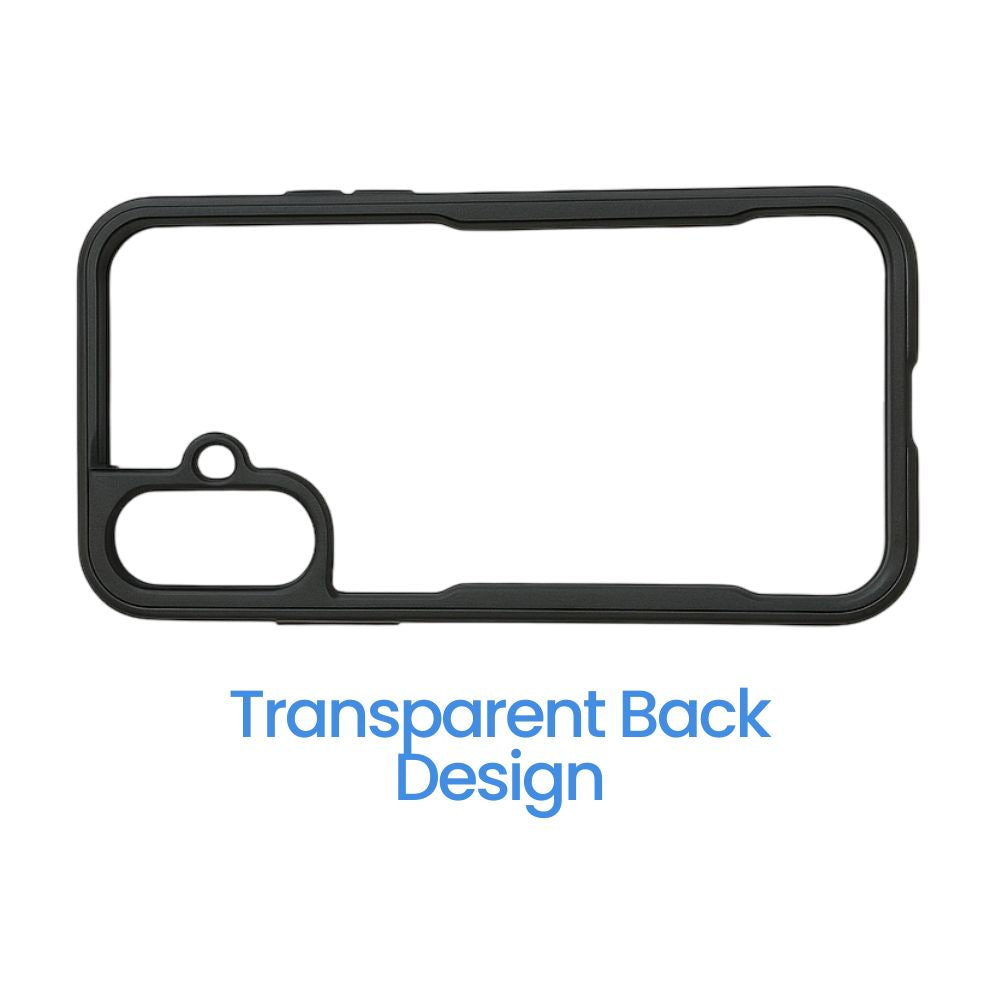 Apple iPhone 16 Transparent Back Cover | Clear Hard Case with Black Shockproof Border | Sleek & Protective Fit