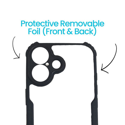 Apple iPhone 16 Black Transparent Hard Cover | Matte Borders | Slim & Tough