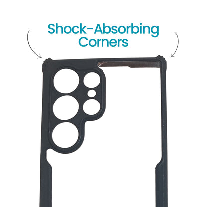 Samsung S23 Ultra Transparent Hard Back Cover with Black Border – Slim Fit Shockproof Protective Case