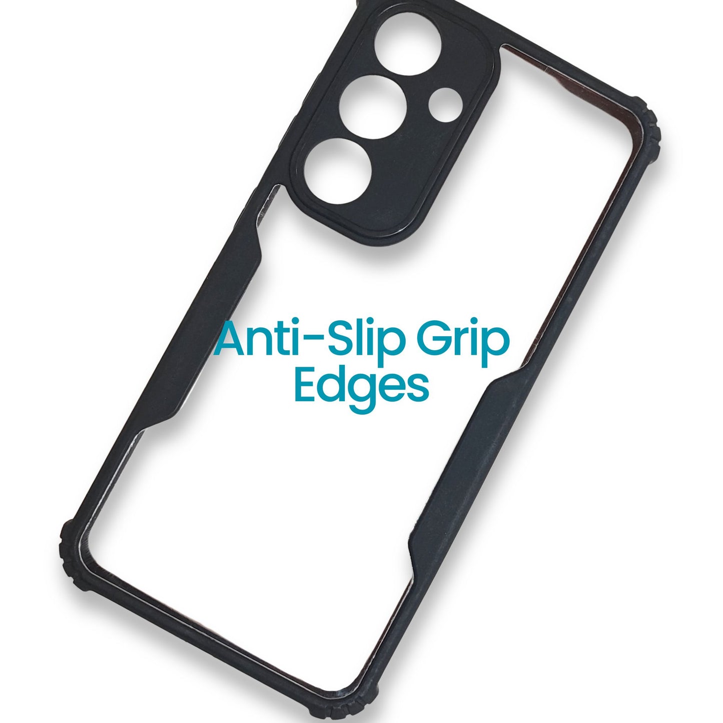 Samsung S24 Back Cover – Transparent Hard Case with Black Border | Sleek & Durable Shockproof Design
