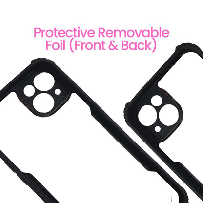 Apple iPhone 15 Plus Transparent Back Cover | Clear Hard Case with Black Shockproof Border | Slim & Stylish Fit