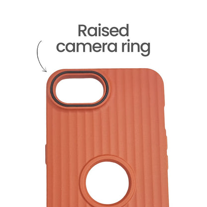 Apple iPhone 16e – Textured Silicone Back Cover Case, Shockproof, Slim Fit, Stylish Brown Design with Camera Ring Protection - Brown