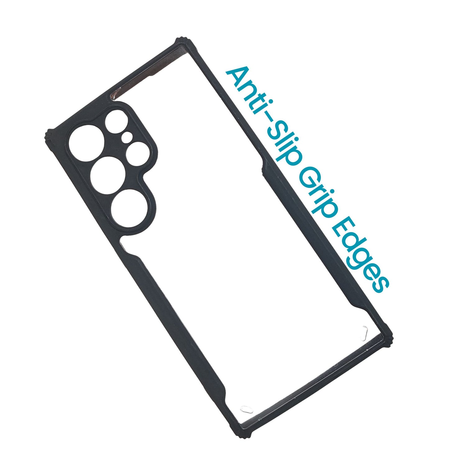 Samsung S23 Ultra Transparent Hard Back Cover with Black Border – Slim Fit Shockproof Protective Case