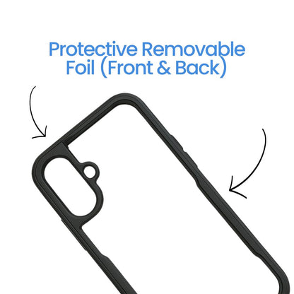Apple iPhone 16 Transparent Back Cover | Clear Hard Case with Black Shockproof Border | Sleek & Protective Fit
