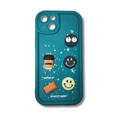 iPhone 13 Blue Caffeine Crew Case – Puffy Perks | 3D Cartoon Soft Silicone Cover - Cartoon Character